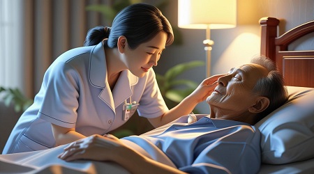 caregiver providing daily support to bedridden patient at home in Mumbai